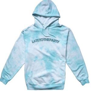 Late to the Party Teal Tie Dye Hoodie XL